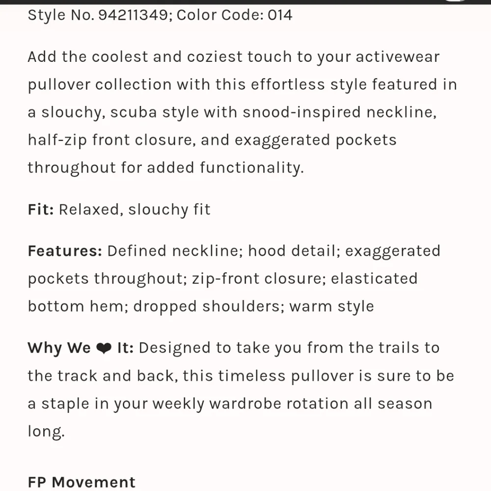 FP Movement Free People Wild and Free Pullover size L color is Cashmere / Cream - Picture 8 of 17